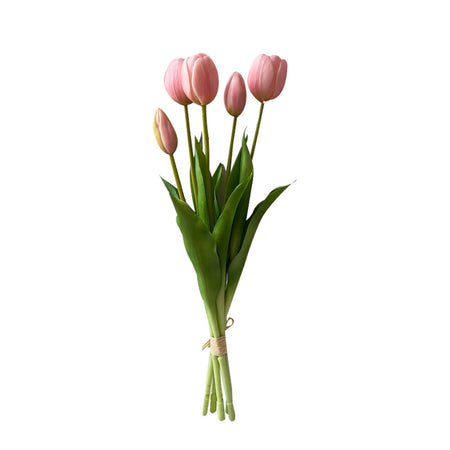 Mazzo 5 tulipani in gomma per decorazione ambienti h 39 cm