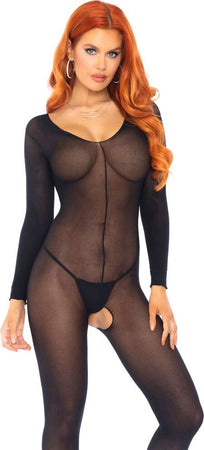 TUTINA A RETE CATSUIT LINGERIE HOT COMPLETO SEXY CON RICAMI TG UNICA Nero 75219