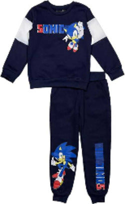 Tuta-Sonic-Bambino-Da-3-A-7-Anni-Interno-Leggero-Felpato-Completo-Felpa-E-Pantalone