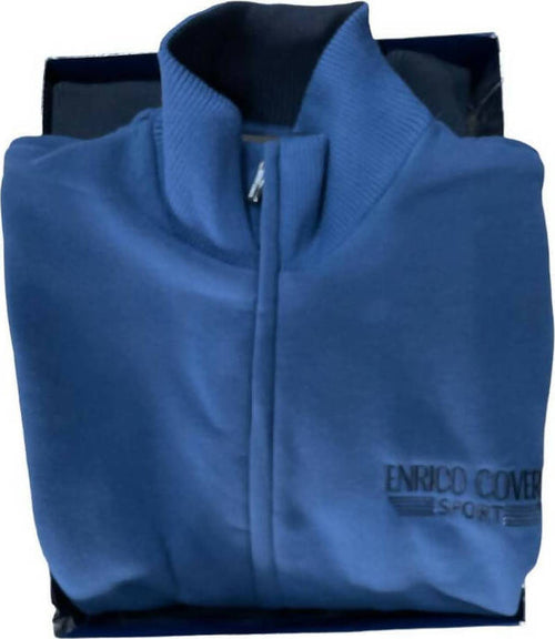 Tuta Uomo Felpa Enrico Coveri Con Full Zip Giacca Polsini E Pantaloni Con Elastico Blu Moda/Uomo/Abbigliamento/Abbigliamento sportivo/Completi sportivi/Tute da ginnastica Puleo Casa - Palermo, Commerciovirtuoso.it