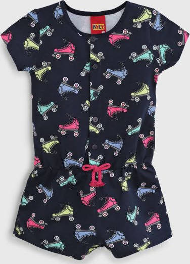 Tutina Bimba Estiva 100% Cotone Tuta Mono Pezzo Mezze Maniche Pantaloni Corti Bambina Blu Navy Stampa Pattini Colorati Tuta Estiva Leggera tutina Piccole Canaglie - Tropea, Commerciovirtuoso.it
