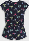 Tutina Bimba Estiva 100% Cotone Tuta Mono Pezzo Mezze Maniche Pantaloni Corti Bambina Blu Navy Stampa Pattini Colorati Tuta Estiva Leggera tutina Piccole Canaglie - Tropea, Commerciovirtuoso.it
