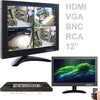 Tv-Televisore-Monitor-Lcd-12''-Pollici-Tft-Videosorveglianza-Vga-Bnc-Hdmi-Rca