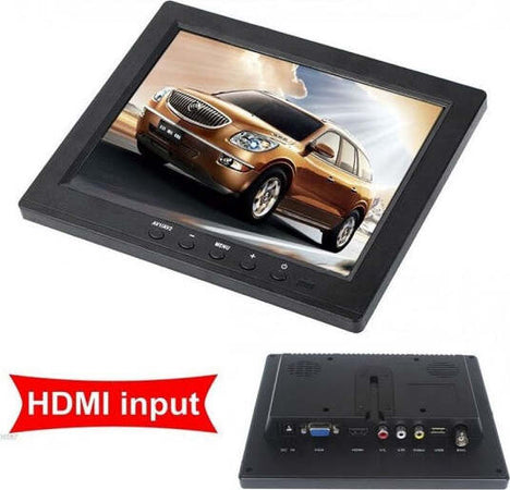 Tv-Televisore-Monitor-Lcd-8''-Tft-Videosorveglianza-Vga-Bnc-Hdmi-Usb-Telecomando