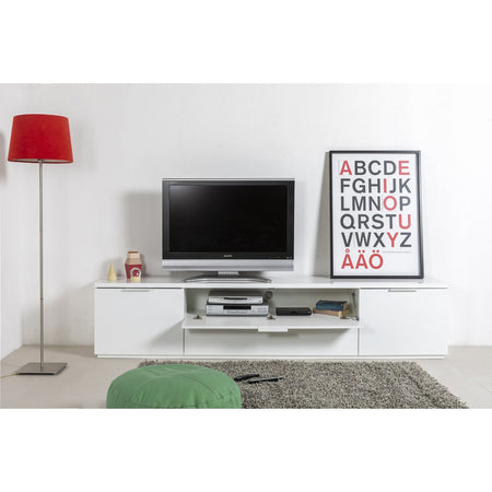 Madia porta TV con 2 cassetti e 2 ante, mobile basso in legno "Made in Italy" 240 cm
