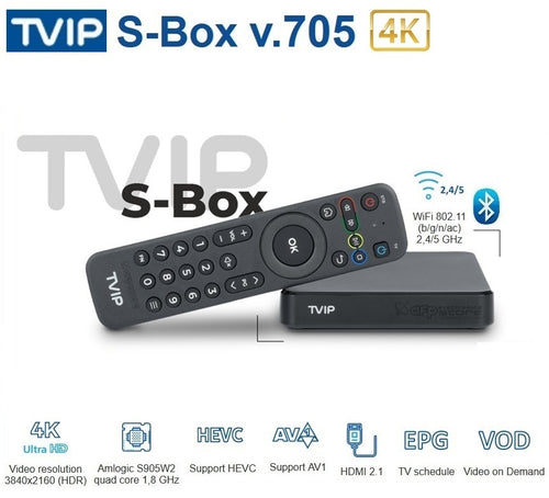 TVIP S-Box v.705 4K UHD IPTV Android Wifi Dual Band Multimedia Streamer