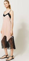 Twin Set Abito Donna Longuette Plissé Con Pizzo Chantilly Estivo Vestito TwinSet Romantico Spalline Sottili Tinta Unita Abitino Lungo Sotto il Ginocchio Moda/Donna/Abbigliamento/Vestiti/Sera e Cerimonia You Store - Messina, Commerciovirtuoso.it