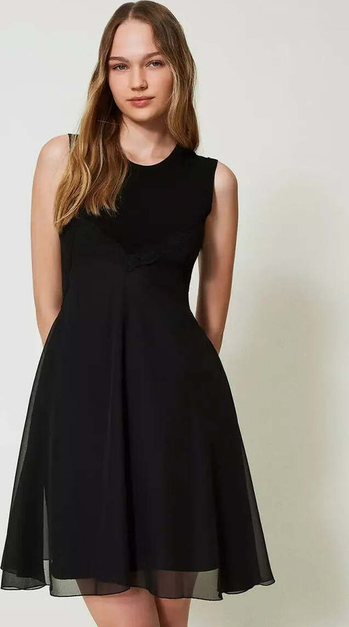 TWINSET-|-Abito-corto-con-trasparenze