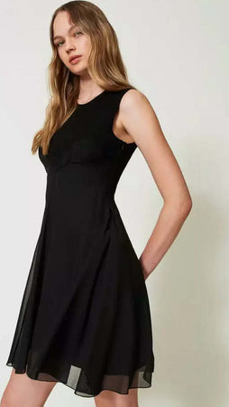 TWINSET-|-Abito-corto-con-trasparenze