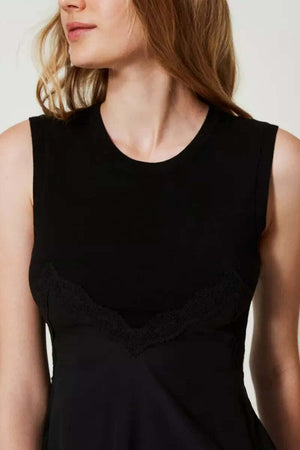 TWINSET-|-Abito-corto-con-trasparenze