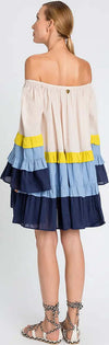 TWINSET-|-Abito-corto-in-mussola-color-block