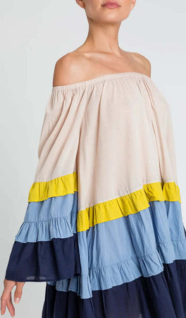 TWINSET-|-Abito-corto-in-mussola-color-block