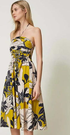 TWINSET-|-Abito-longuette-in-popeline-stampato