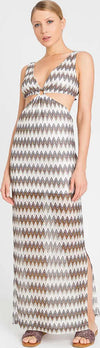 TWINSET-|-Abito-lungo-chevron-jacquard