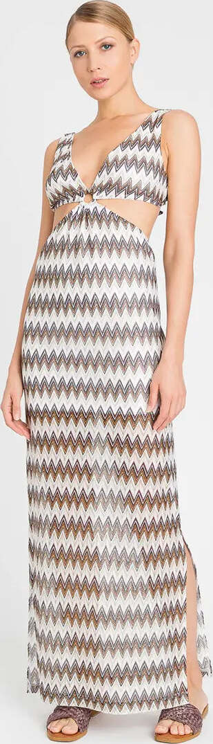 TWINSET-|-Abito-lungo-chevron-jacquard