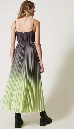 TWINSET-|-Abito-lungo-in-georgette-plissé-sfumato