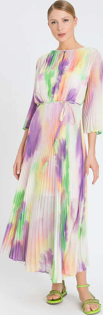 TWINSET-|-Abito-lungo-plissé-stampa-tie-dye