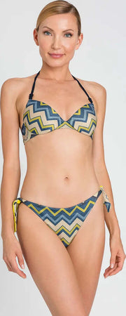 TWINSET-|-Bikini-slip-con-fiocchi-lurex-a-stampa-chevron