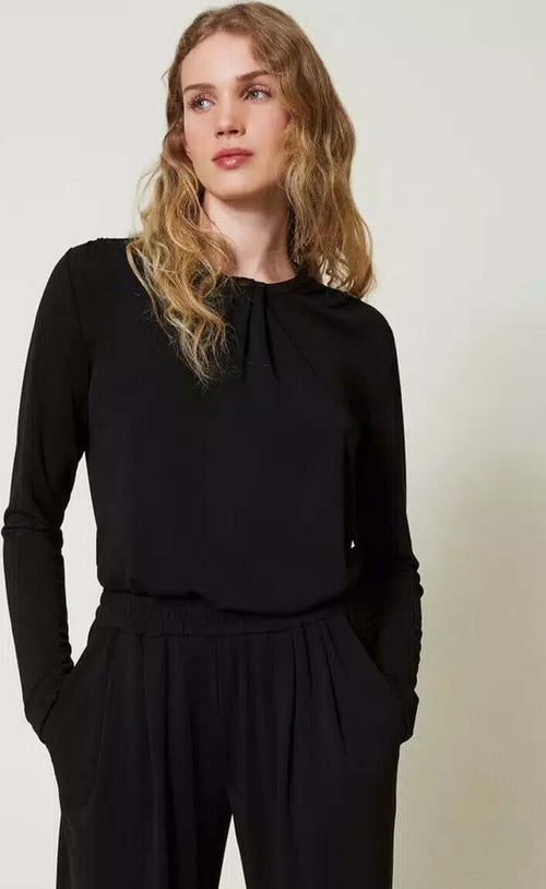 TWINSET-|-Blusa-in-jersey-con-drappeggio