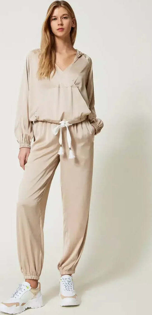 TWINSET-|-Blusa-in-raso-con-cappuccio