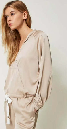 TWINSET-|-Blusa-in-raso-con-cappuccio