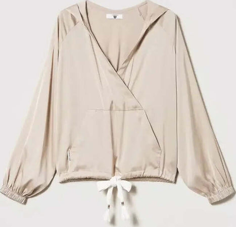 TWINSET-|-Blusa-in-raso-con-cappuccio