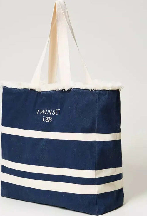 TWINSET-|-Borsa-shopper-in-canvas-con-righe
