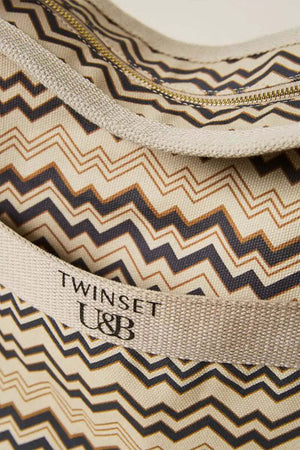 Twinset Borsa Shopper in Canvas Stampato Canapa E Nero Maxi Borsa a Spalla 2 Manici Borsa Logo Frontale, Chiusura Con Zip, Fodera Moda/Donna/Borse/Borse Tote You Store - Messina, Commerciovirtuoso.it
