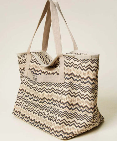 Twinset Borsa Shopper in Canvas Stampato Canapa E Nero Maxi Borsa a Spalla 2 Manici Borsa Logo Frontale, Chiusura Con Zip, Fodera Moda/Donna/Borse/Borse Tote You Store - Messina, Commerciovirtuoso.it