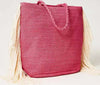 TWINSET-|-Borsa-shopping-effetto-rafia-con-frange