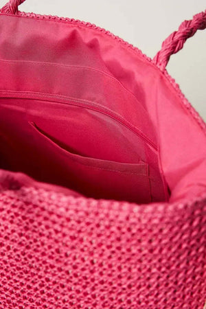 TWINSET-|-Borsa-shopping-effetto-rafia-con-frange