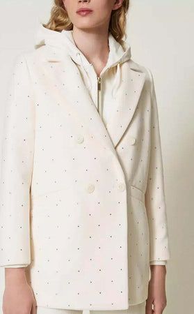 TWINSET-|-Cappotto-caban-in-panno-con-strass