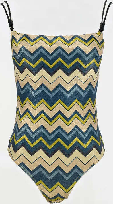 TWINSET-|-Costume-intero-coppa-C-lurex-a-stampa-chevron