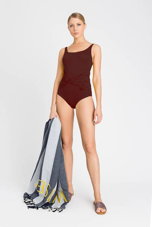 TWINSET-|-Costume-intero-monocolor-con-drappeggio