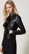 TWINSET-|-Giacca-chiodo-effetto-pelle