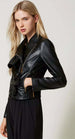 TWINSET-|-Giacca-chiodo-effetto-pelle