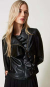 TWINSET-|-Giacca-chiodo-effetto-pelle