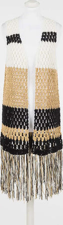 TWINSET-|-Gilet-lungo-color-block-con-frange