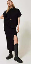 TWINSET-|-Gonna-longuette-a-costine