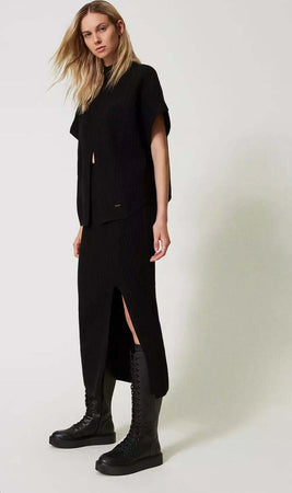 TWINSET-|-Gonna-longuette-a-costine
