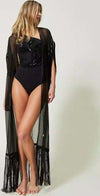 TWINSET-|-Kaftano-con-frange-di-paillettes