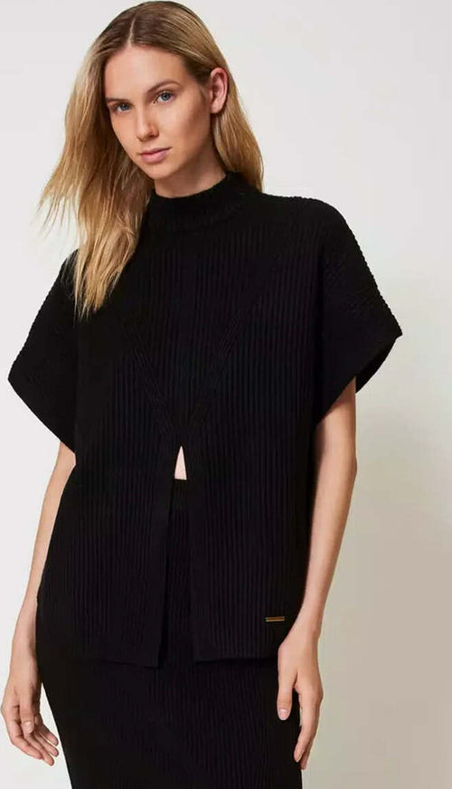 TWINSET-|-Maglia-a-poncho-a-costine