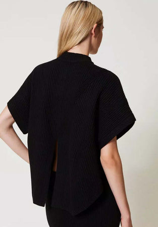 TWINSET-|-Maglia-a-poncho-a-costine