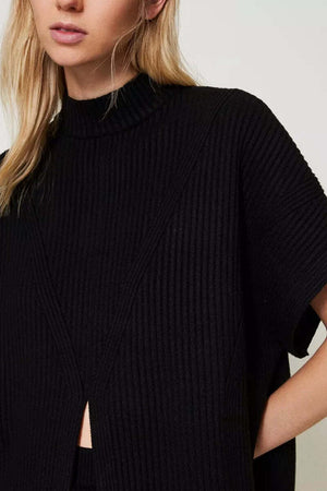 TWINSET-|-Maglia-a-poncho-a-costine