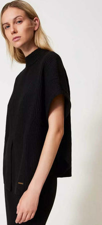 TWINSET-|-Maglia-a-poncho-a-costine