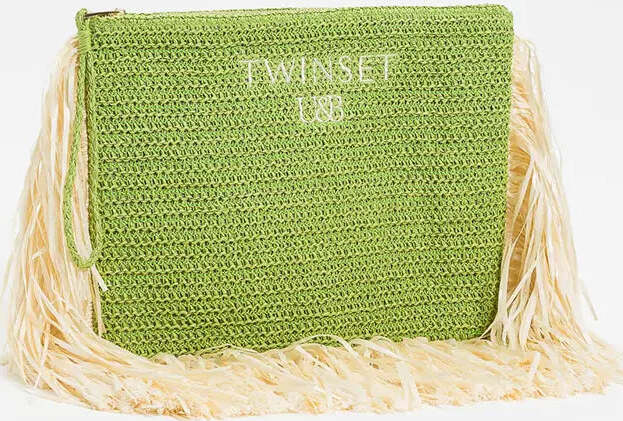 TWINSET-|-Pochette-effetto-rafia-con-frange