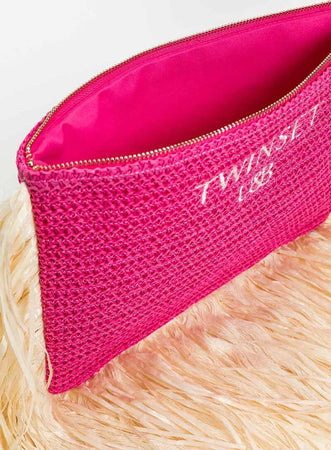 TWINSET-|-Pochette-effetto-rafia-con-frange