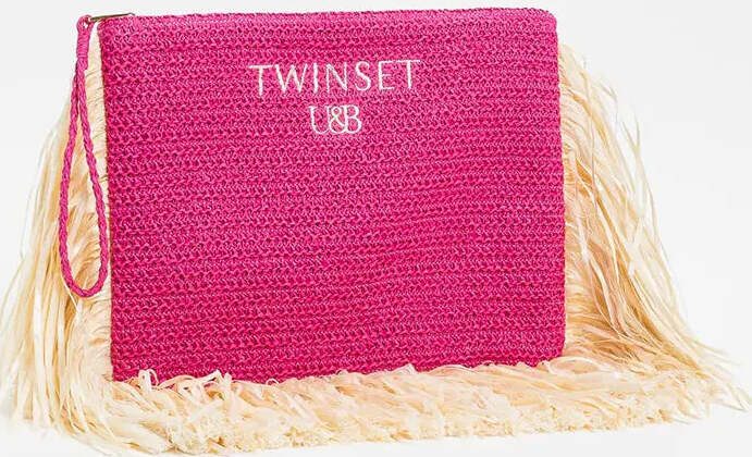 TWINSET-|-Pochette-effetto-rafia-con-frange