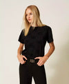 Twinset T-shirt Donna con Stampa Flock Oval T – Colore Nero