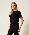 Twinset T-shirt Donna con Stampa Flock Oval T – Colore Nero